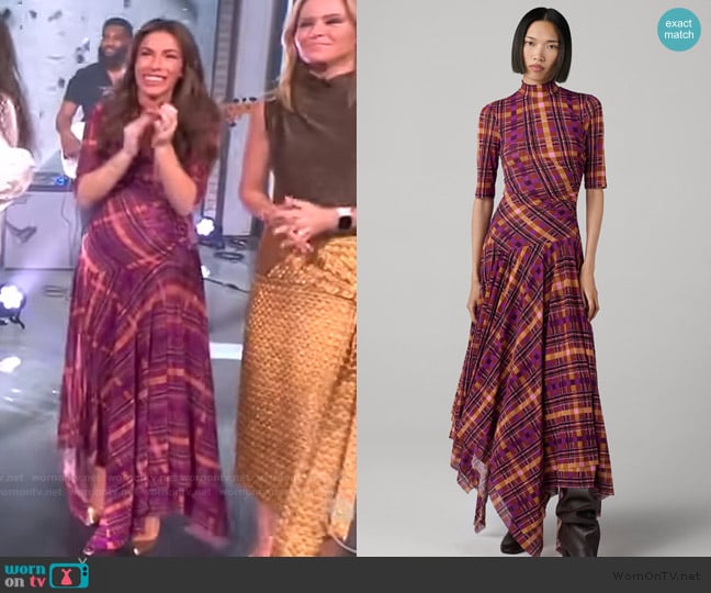 Alyssa’s pink plaid asymmetric dress on The View Alyssa’s pink plaid asymmetric dress on The View