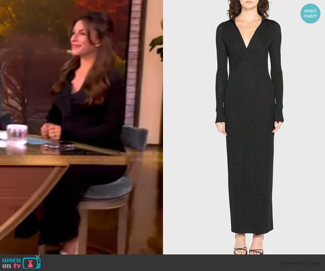 Alyssa’s black metallic v-neck dress on The View Alyssa’s black metallic v-neck dress on The View