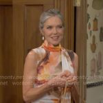 Diane’s orange watercolor floral dress on The Young and the Restless
