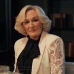 Dina’s white lace sleeve blazer on Alls Fair