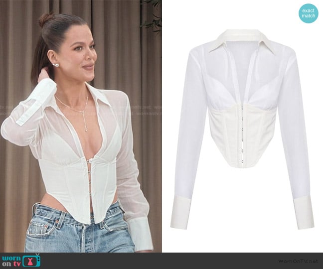Dion Lee Grid sheer corset shirt worn by Khloe Kardashian (Khloe Kardashian) on The Kardashians