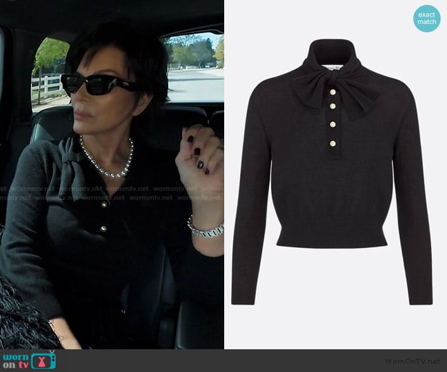 Dior Tied Collar Sweater worn by Kris Jenner (Kris Jenner) on The Kardashians