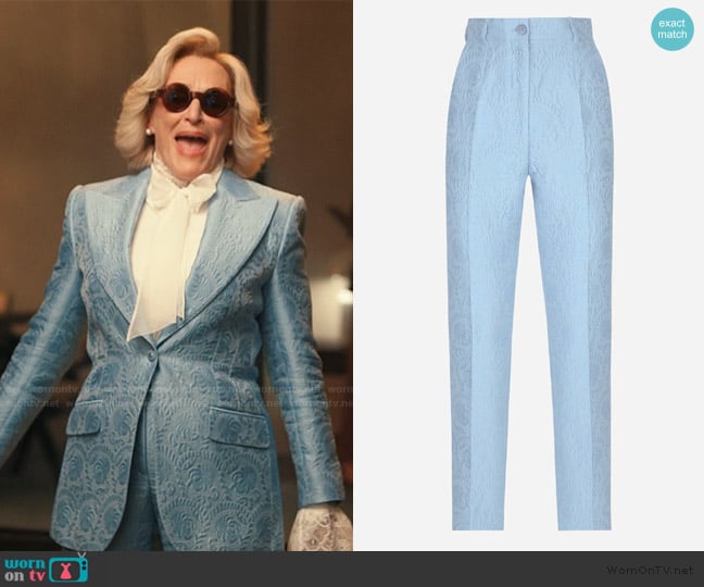 Dolce & Gabbana Tailored floral quilted jacquard pants worn by Dina Standish (Glenn Close) on Alls Fair