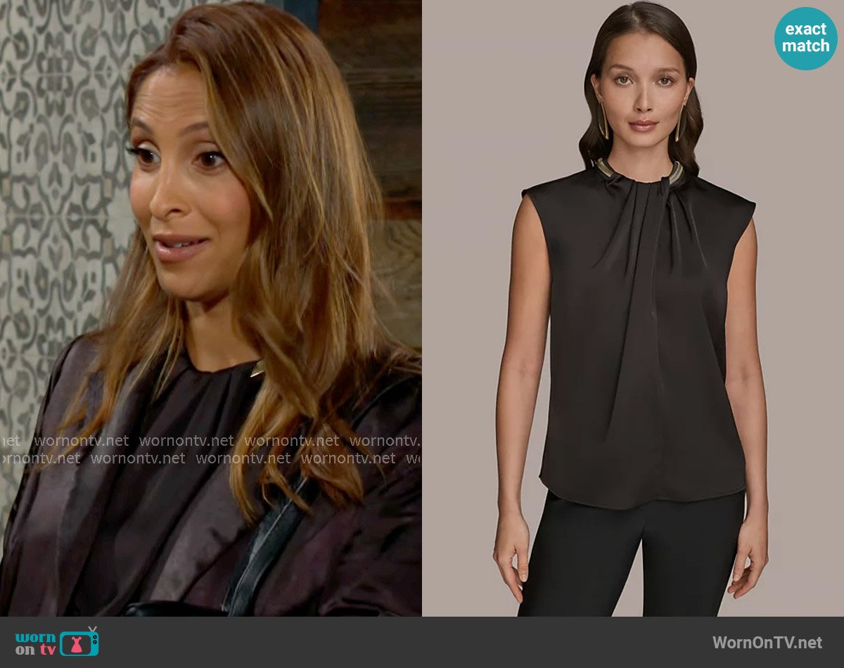 Donna Karan Cap-Sleeve Twist-Neck Top worn by Lily Winters (Christel Khalil) on The Young and the Restless