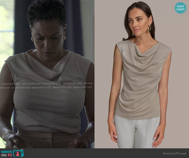 Donna Karan New York Sleeveless Drape Neck Blouse worn by  Rosie Edwards (April Parker Jones) on Reasonable Doubt