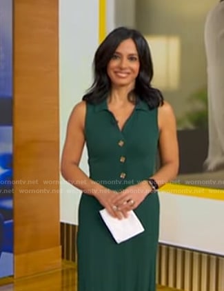 Dr. Tara Narula’s green sleeveless knit dress on Good Morning America