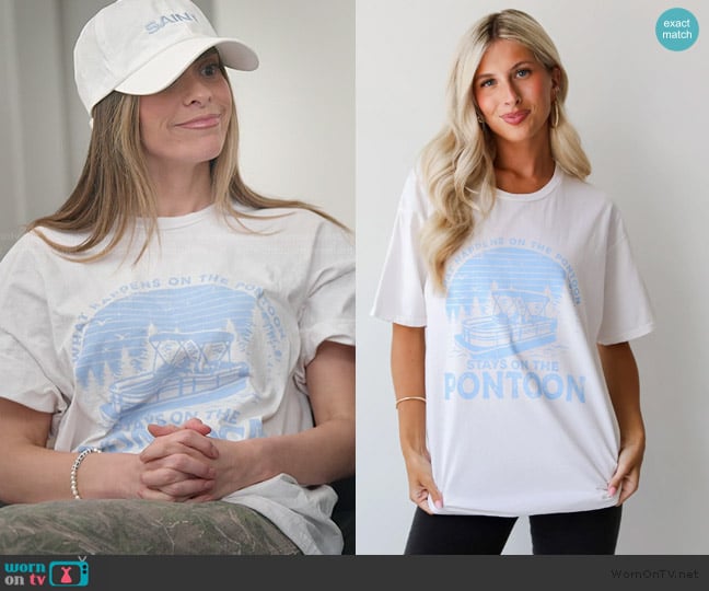 DressUp What Happens On The Pontoon Stays On The Pontoon Graphic Tee worn by Taylor Frankie Paul on The Secret Lives of Mormon Wives
