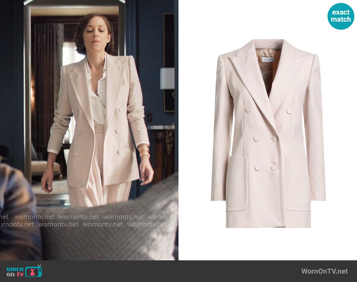 Dries van Noten Double Breasted Blazer worn by Celine Dumont (Marion Cotillard) on The Morning Show