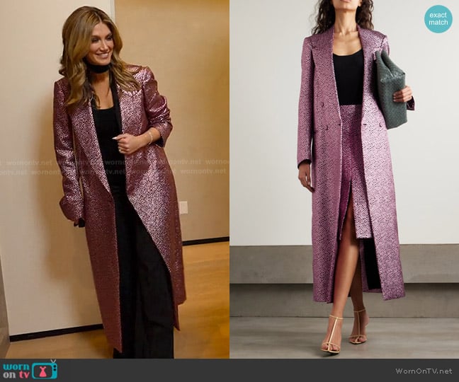 Dries Van Noten Metallic Jacquard-crepon Coat worn by Delta Goodrem on Selling Sunset