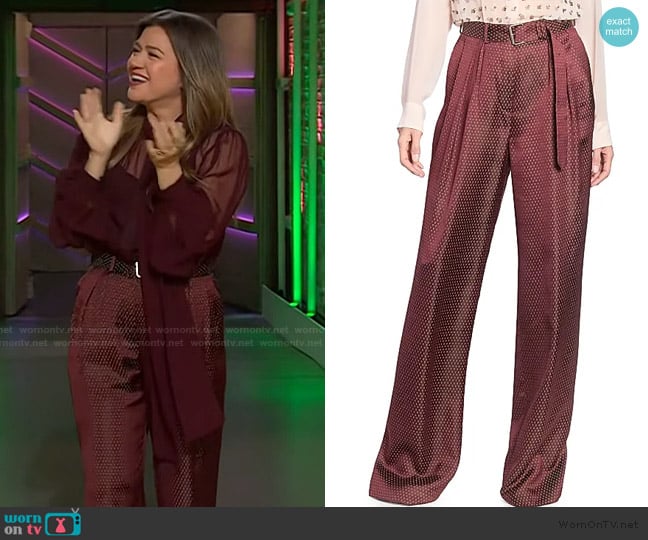 Dries Van Noten Peaches Printed Jacquard Pants worn by Kelly Clarkson on The Kelly Clarkson Show