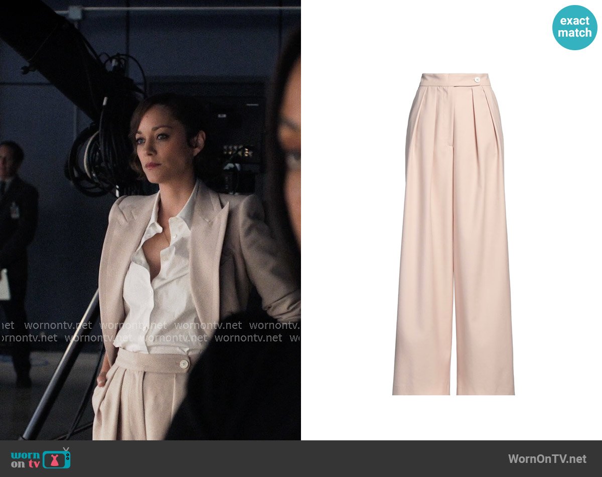 Dries van Noten Pleated Trousers worn by Celine Dumont (Marion Cotillard) on The Morning Show