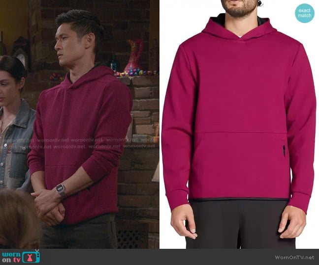 DSG Sport Fleece Hoodie in Raspberry Sherbet worn by Benson Kwan (Harry Shum Jr.) on Greys Anatomy