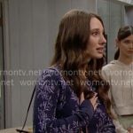 Dylan’s blue floral top on The Bold and the Beautiful