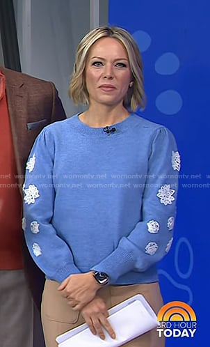 Dylan’s blue floral embroidered sweater on Today