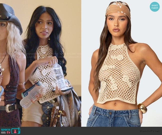 Edikted Syd Backless Crochet Top worn by Layla Taylor on The Secret Lives of Mormon Wives