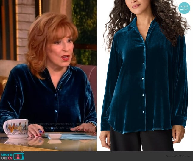 Joy’s blue silk blouse on The View Joy’s blue silk blouse on The View