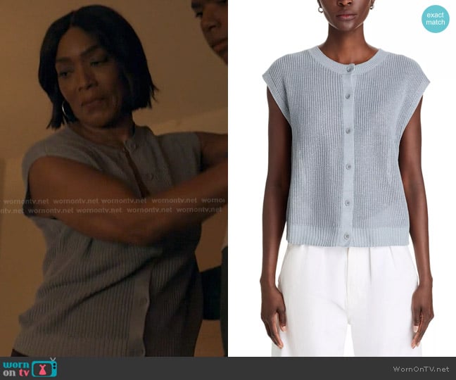 Eileen Fisher Linen Cotton Crewneck Vest in Greystone worn by Athena Grant (Angela Bassett) on 9-1-1
