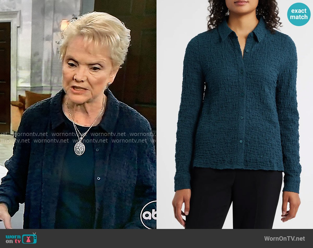 Eileen Fisher Texture Organic Cotton Blend Button-Up Shirt worn by Veronica Bard (Erika Slavek) on General Hospital