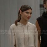 Electra’s beige ribbed hoodie on The Bold and the Beautiful