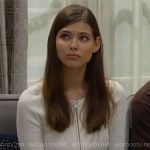 Electra’s white ribbed zip up cardigan on The Bold and the Beautiful