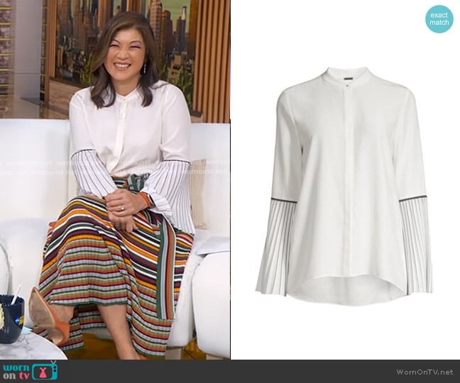 Elie Tahari Frida Blouse worn by Juju Chang on Good Morning America