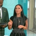 Elizabeth Werner’s black and white geometric striped dress on CBS Mornings