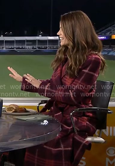 Elizabeth Cook's red plaid coat on CBS Mornings