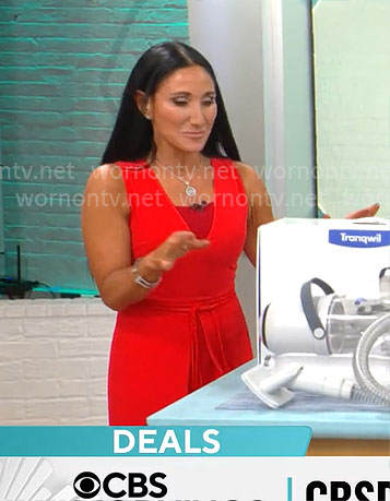 Elizabeth Werner's red jumpsuit on CBS Mornings