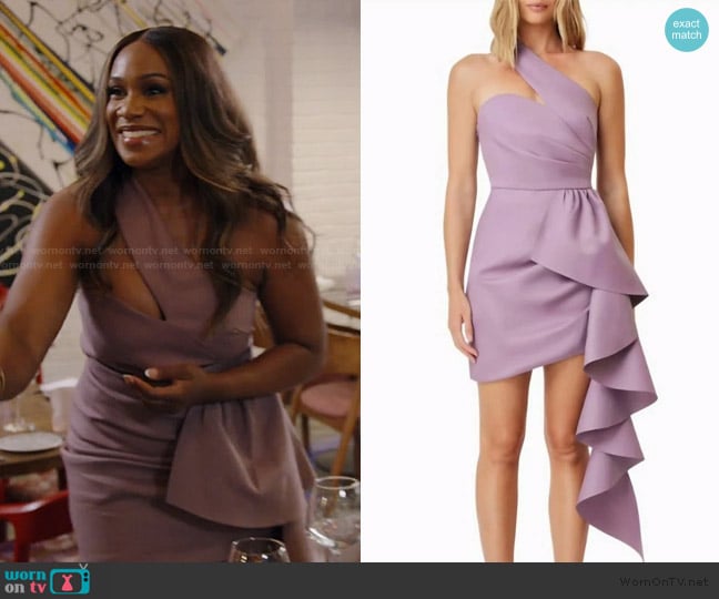 Elliatt Convergence Dress In Mauve worn by Tia Glover on The Real Housewives of Potomac