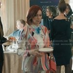 Elsbeth’s pink print blazer and pants on Elsbeth