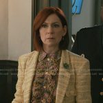 Elsbeth’s print scalloped ruffle blouse on Elsbeth