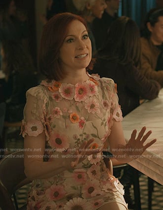 Elsbeth's pink floral applique dress on Elsbeth