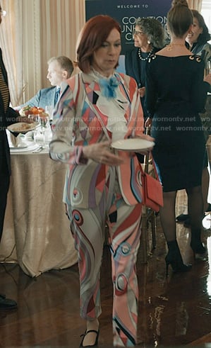 Elsbeth's pink print blazer and pants on Elsbeth