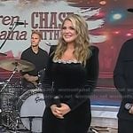 Lauren Alaina’s black embellished rhinestone neckline jumpsuit on Today