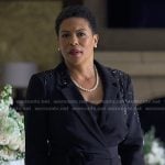 Rosie’s black embellished wrap dress on Reasonable Doubt