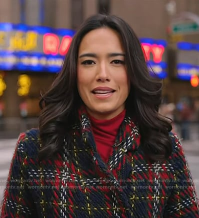 Emilie’s navy plaid coat on Today