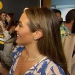 Emily’s blue floral print dress on Access Hollywood