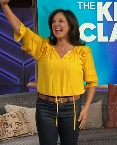 Emily Kaufman's yellow ruffle top on The Kelly Clarkson Show