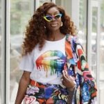 Wendy’s multicolored print mini skirt and jacket on The Real Housewives of Potomac