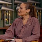 Emily’s purple jumpsuit on Access Hollywood