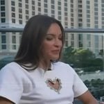 Emily's white heart embellished tee on Access Hollywood