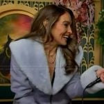 Emily’s blue shearling coat on Access Hollywood