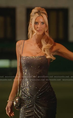 Emma's grey embellished gown on Selling Sunset