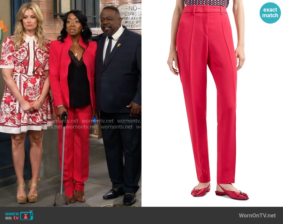 Emporio Armani Cady Tapered Leg Pants worn by Tina Butler (Tichina Arnold) on The Neighborhood