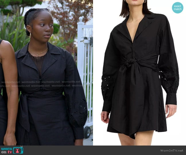 En Saison Benedetta Cotton Tie-Waist Shirtdress worn by Naima Stewart (Aderinsola Olabode) on Reasonable Doubt