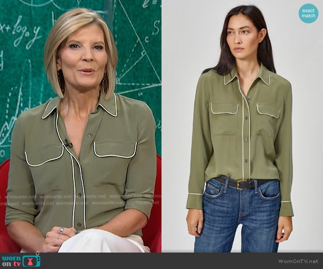 Equipment Slim Signature Silk Shirt worn by Kate Snow on NBC News Daily