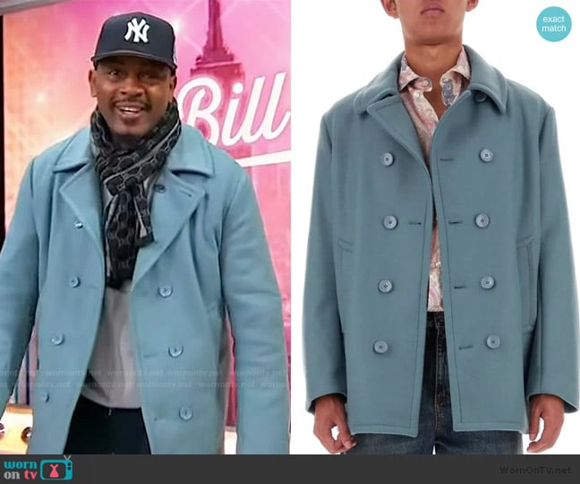 Etro Powder Blue Wool Blend Coat worn by Bill Bellamy on Sherri