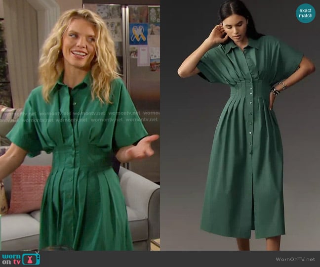 Exquise at Anthropologie The Tobie Shirt Dress worn by Catherina Greene (AnnaLynne McCord) on Days of our Lives