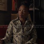 Fallon’s black printed shirtdress on Reasonable Doubt