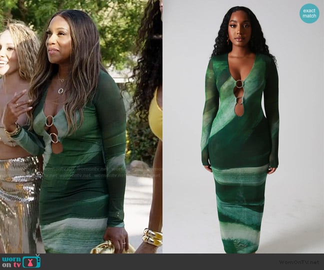 Farai London Delphine Cut Out Front Maxi Dress worn by Tia Glover on The Real Housewives of Potomac